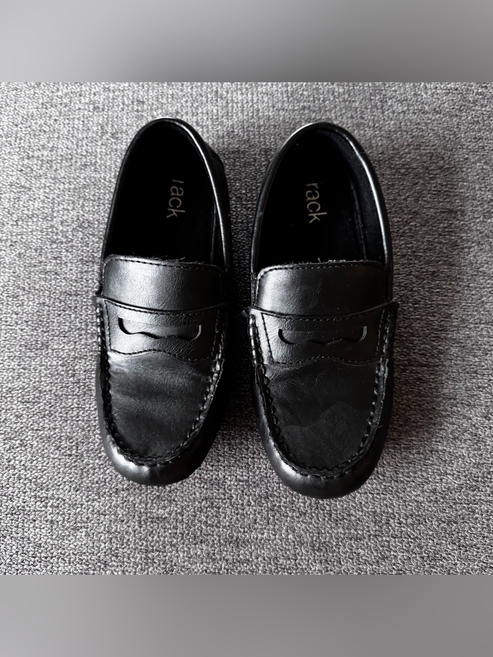 Nordstrom Rack Black Faux Leather Penny Loafers Dress Shoes Preppy Boys 13